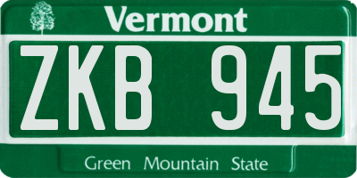 VT license plate ZKB945