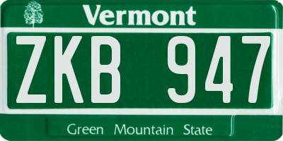 VT license plate ZKB947