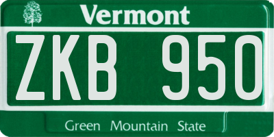 VT license plate ZKB950