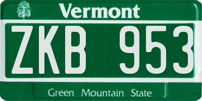 VT license plate ZKB953