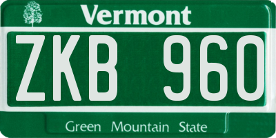 VT license plate ZKB960