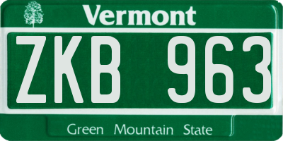 VT license plate ZKB963