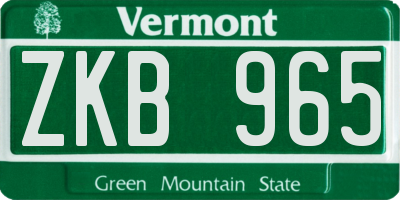 VT license plate ZKB965