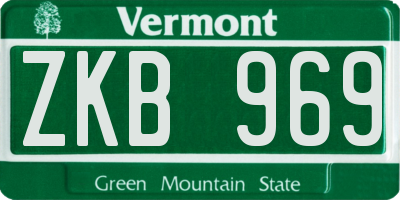 VT license plate ZKB969