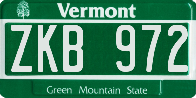VT license plate ZKB972