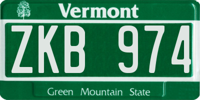 VT license plate ZKB974