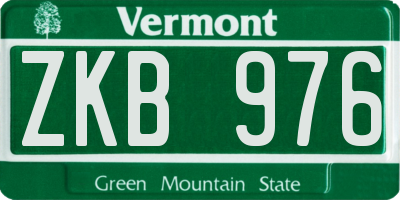 VT license plate ZKB976