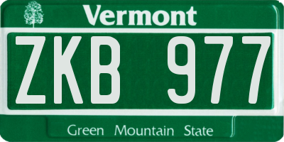 VT license plate ZKB977