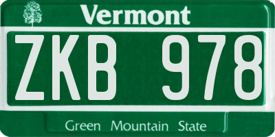 VT license plate ZKB978