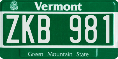 VT license plate ZKB981