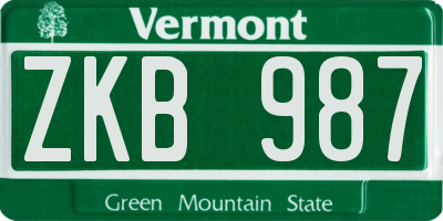 VT license plate ZKB987