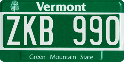 VT license plate ZKB990