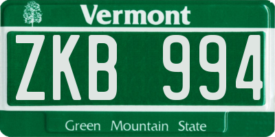 VT license plate ZKB994
