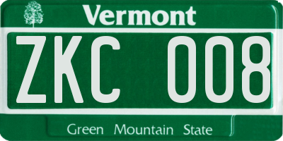 VT license plate ZKC008