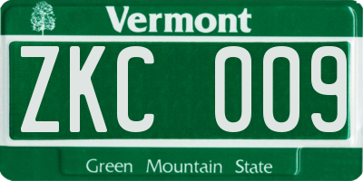 VT license plate ZKC009