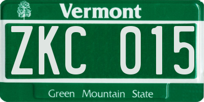 VT license plate ZKC015