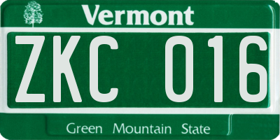 VT license plate ZKC016