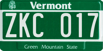 VT license plate ZKC017