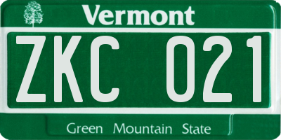 VT license plate ZKC021