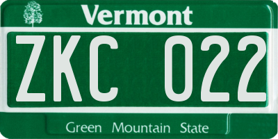 VT license plate ZKC022
