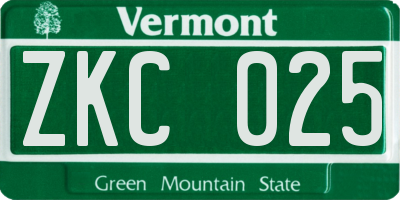 VT license plate ZKC025