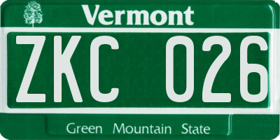 VT license plate ZKC026