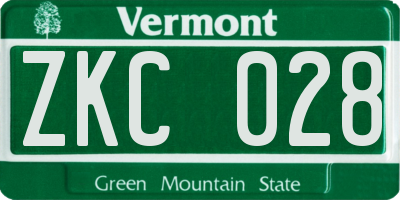 VT license plate ZKC028