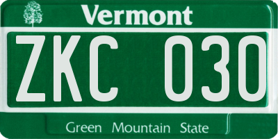 VT license plate ZKC030