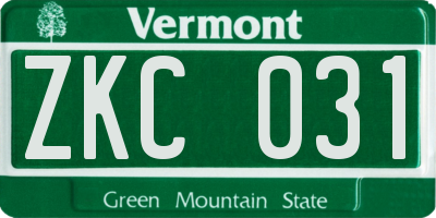 VT license plate ZKC031