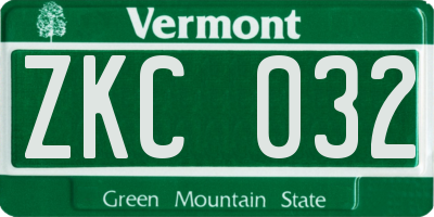 VT license plate ZKC032