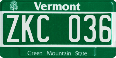 VT license plate ZKC036
