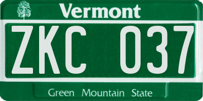 VT license plate ZKC037