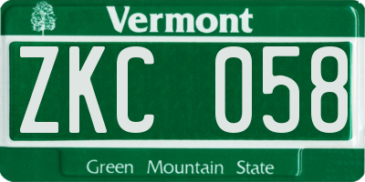 VT license plate ZKC058