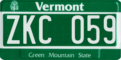 VT license plate ZKC059