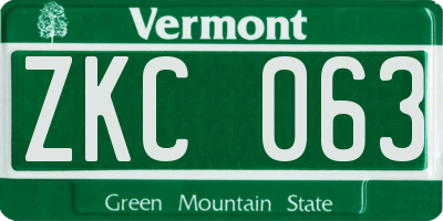 VT license plate ZKC063