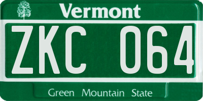 VT license plate ZKC064