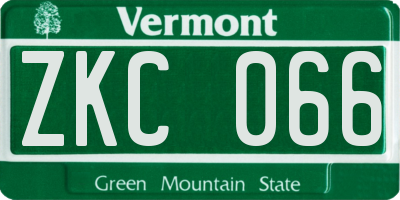 VT license plate ZKC066