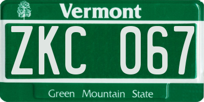 VT license plate ZKC067