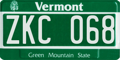VT license plate ZKC068
