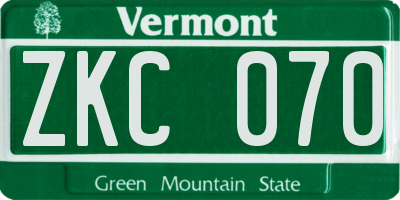 VT license plate ZKC070