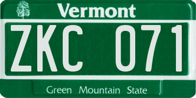 VT license plate ZKC071