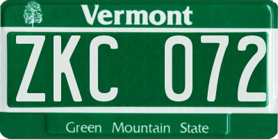 VT license plate ZKC072