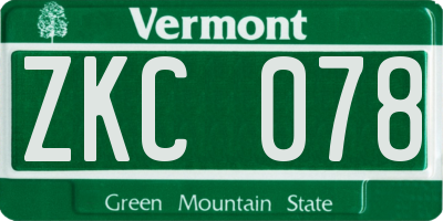 VT license plate ZKC078