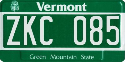 VT license plate ZKC085