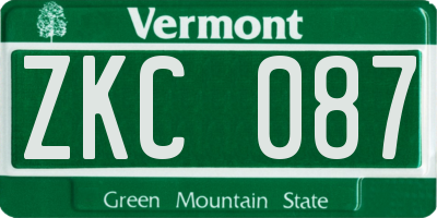 VT license plate ZKC087
