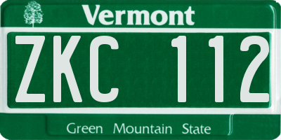 VT license plate ZKC112