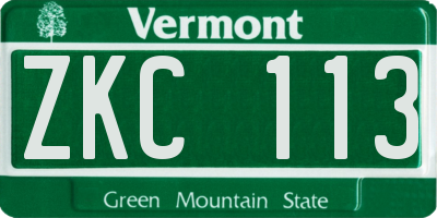 VT license plate ZKC113