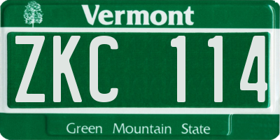 VT license plate ZKC114