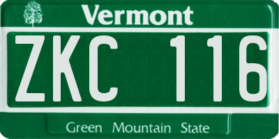 VT license plate ZKC116