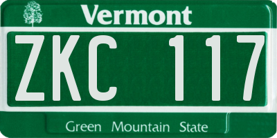 VT license plate ZKC117